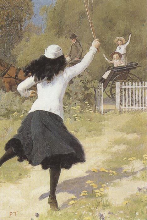 Percy tarrant She gave a Sort of Shout and ran towards  us (mk37) Sweden oil painting art